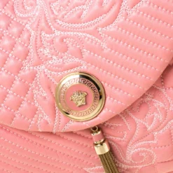 Versace Pink Leather Talia Vanitas Shoulder Bag For Women -Versace Official Website luxury women versace used handbags p221093 009