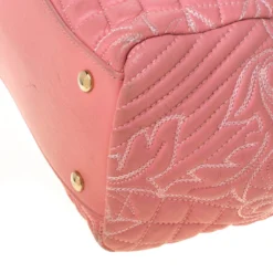 Versace Pink Leather Talia Vanitas Shoulder Bag For Women -Versace Official Website luxury women versace used handbags p221093 011