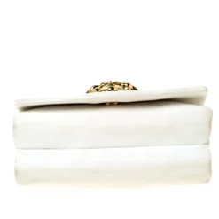 Versace White Leather Palazzo Sultan Shoulder Bag For Women -Versace Official Website luxury women versace used handbags p224131 014