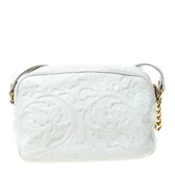 Versace White Leather Palazzo Medussa Crossbody Bag For Women -Versace Official Website luxury women versace used handbags p225873 006