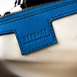 Versace Multicolor Suede And Patent Leather Lazer Cut Satchel For Women -Versace Official Website luxury women versace used handbags p230329 001