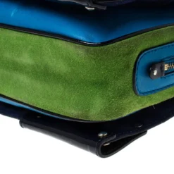 Versace Multicolor Suede And Patent Leather Lazer Cut Satchel For Women -Versace Official Website luxury women versace used handbags p230329 003