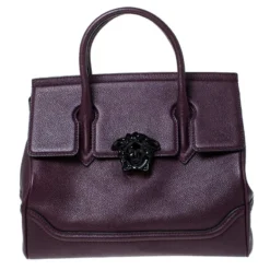 Versace Burgundy Leather Palazzo Empire Tote For Women