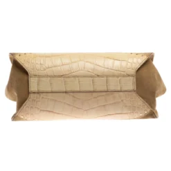 Versace Cream Crocodile Embossed Leather Studded Frame Shoulder Bag For Women -Versace Official Website luxury women versace used handbags p234542 006