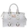 Versace White Leather Studded Satchel For Women
