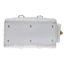 Versace White Leather Studded Satchel For Women -Versace Official Website luxury women versace used handbags p238432 006