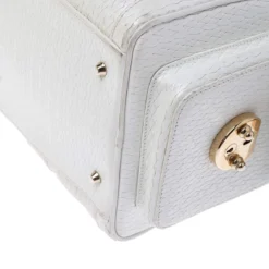 Versace White Leather Studded Satchel For Women -Versace Official Website luxury women versace used handbags p238432 009