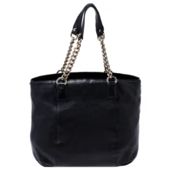 Versace Black Perforated Logo Leather Chain Hobo For Women -Versace Official Website luxury women versace used handbags p241830 003