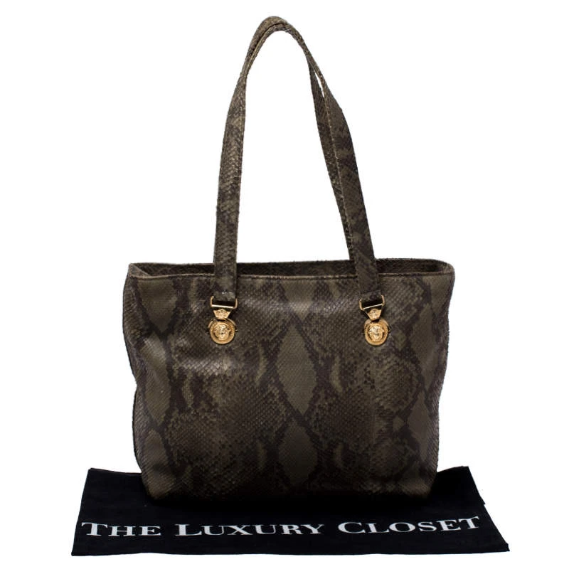 Versace Green Python Leather Tote For Women 9 Versace Green Python Leather Tote For Women - Image 9