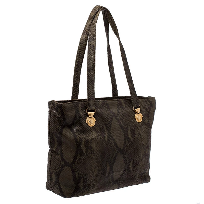 Versace Green Python Leather Tote For Women 3 Versace Green Python Leather Tote For Women - Image 3