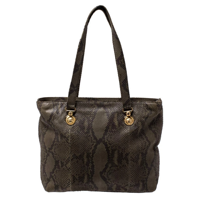 Versace Green Python Leather Tote For Women 4 Versace Green Python Leather Tote For Women - Image 4