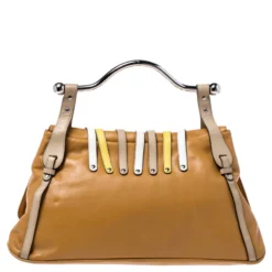 Versace Tan Leather Flap Strap Satchel For Women 14 Versace Tan Leather Flap Strap Satchel For Women -Versace Official Website luxury women versace used handbags p243941 004