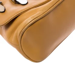 Versace Tan Leather Flap Strap Satchel For Women 20 Versace Tan Leather Flap Strap Satchel For Women -Versace Official Website luxury women versace used handbags p243941 006