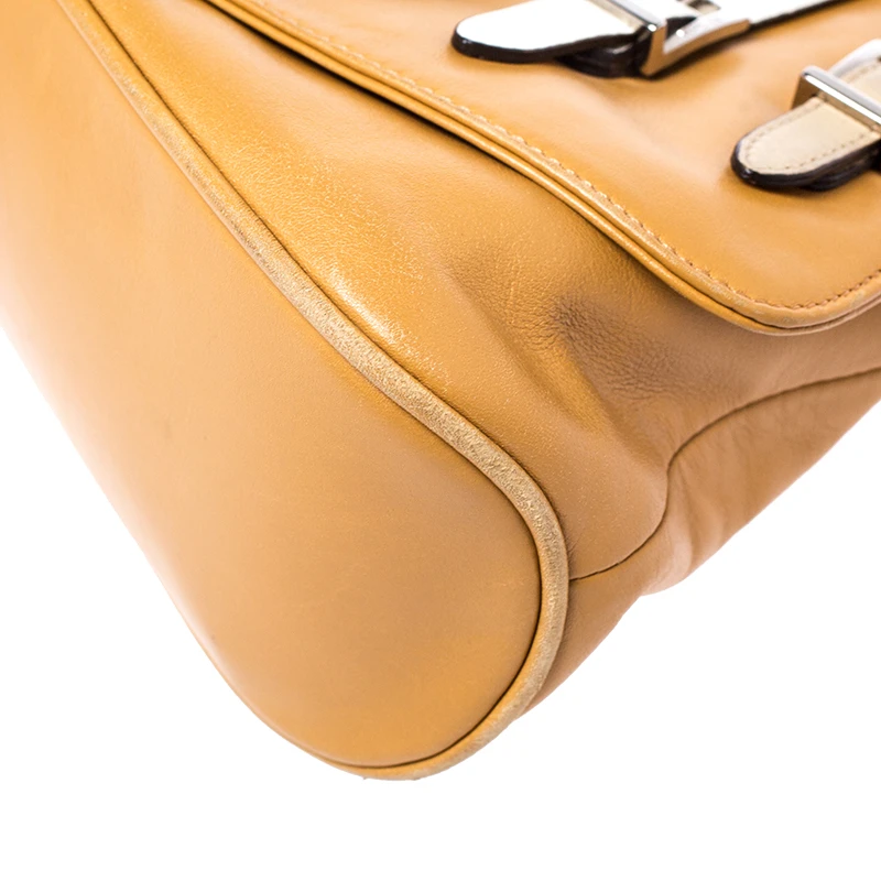 Versace Tan Leather Flap Strap Satchel For Women 11 Versace Tan Leather Flap Strap Satchel For Women - Image 11