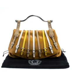 Versace Tan Leather Flap Strap Satchel For Women 19 Versace Tan Leather Flap Strap Satchel For Women -Versace Official Website luxury women versace used handbags p243941 1574148664 013