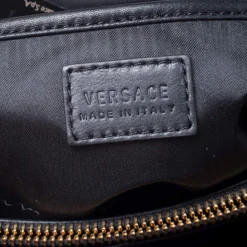 Versace Black Leather And Patent Leather Chain Flap Shoulder Bag For Women -Versace Official Website luxury women versace used handbags p244744 1573624763 012
