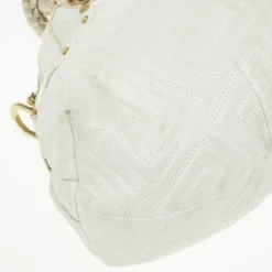 Versace White Leather Domed Satchel For Women -Versace Official Website luxury women versace used handbags p24483 011