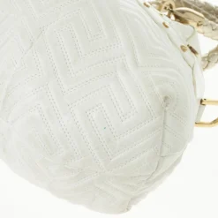 Versace White Leather Domed Satchel For Women -Versace Official Website luxury women versace used handbags p24483 012