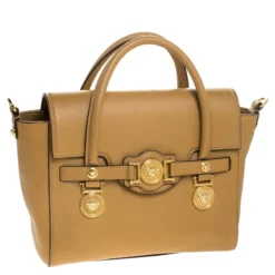 Versace Brown Leather Medusa Medallion Tote For Women -Versace Official Website luxury women versace used handbags p245561 001