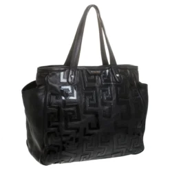 Versace Black Leather Shopper Tote For Women -Versace Official Website luxury women versace used handbags p245755 001