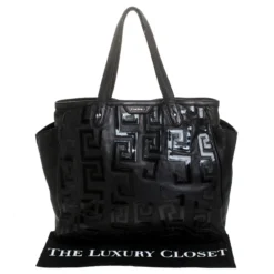 Versace Black Leather Shopper Tote For Women -Versace Official Website luxury women versace used handbags p245755 003