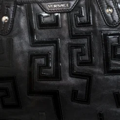 Versace Black Leather Shopper Tote For Women -Versace Official Website luxury women versace used handbags p245755 008