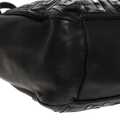 Versace Black Leather Shopper Tote For Women -Versace Official Website luxury women versace used handbags p245755 009