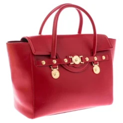 Versace Red Leather Medusa Medallion Tote For Women -Versace Official Website luxury women versace used handbags p245953 001