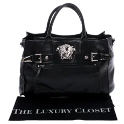 Versace Black Leather Medusa Tote For Women -Versace Official Website luxury women versace used handbags p245959 003