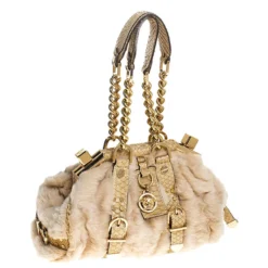Versace Beige Rabbit Fur And Python Satchel For Women 13 Versace Beige Rabbit Fur And Python Satchel For Women -Versace Official Website luxury women versace used handbags p246236 002