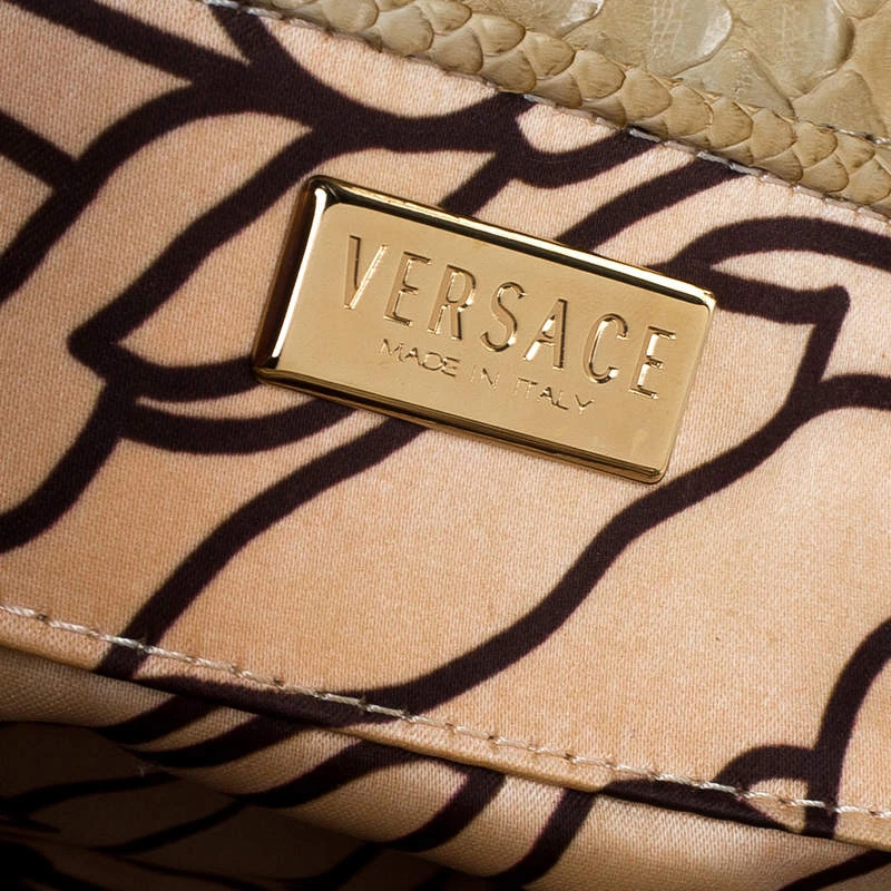 Versace Beige Rabbit Fur And Python Satchel For Women 8 Versace Beige Rabbit Fur And Python Satchel For Women - Image 8