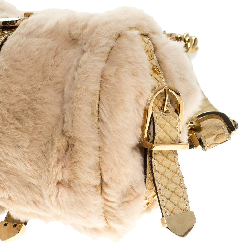 Versace Beige Rabbit Fur And Python Satchel For Women 11 Versace Beige Rabbit Fur And Python Satchel For Women - Image 11