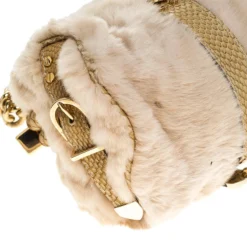 Versace Beige Rabbit Fur And Python Satchel For Women 20 Versace Beige Rabbit Fur And Python Satchel For Women -Versace Official Website luxury women versace used handbags p246236 007
