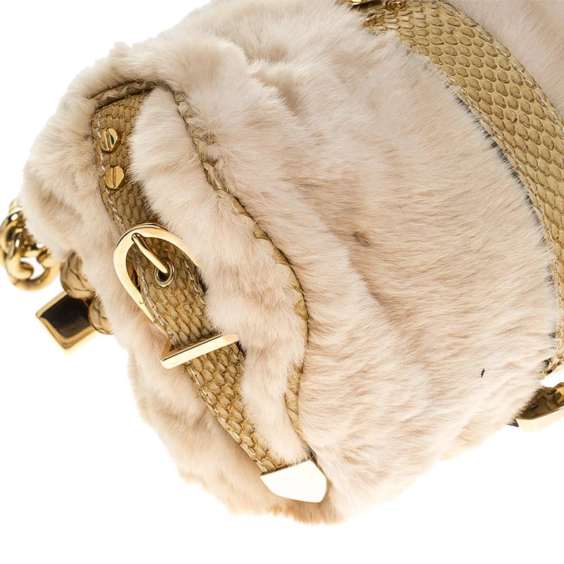 Versace Beige Rabbit Fur And Python Satchel For Women 10 Versace Beige Rabbit Fur And Python Satchel For Women - Image 10
