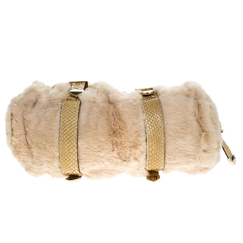 Versace Beige Rabbit Fur And Python Satchel For Women 6 Versace Beige Rabbit Fur And Python Satchel For Women - Image 6