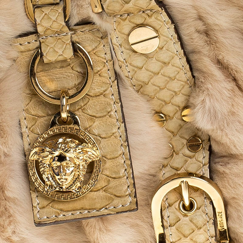 Versace Beige Rabbit Fur And Python Satchel For Women 5 Versace Beige Rabbit Fur And Python Satchel For Women - Image 5
