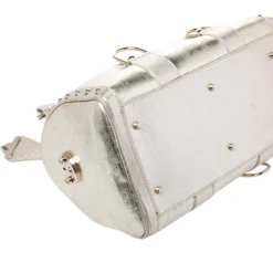 Versace Metallic Gold Leather Snap Out Of It Satchel For Women -Versace Official Website luxury women versace used handbags p247643 005