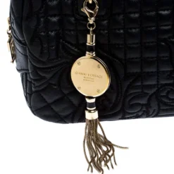 Versace Black Leather Demetra Vanitas Satchel For Women -Versace Official Website luxury women versace used handbags p251857 004
