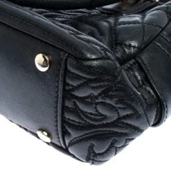 Versace Black Leather Demetra Vanitas Satchel For Women -Versace Official Website luxury women versace used handbags p251857 009