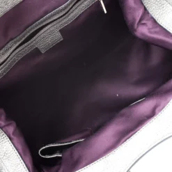 Versace Metallic Silver Leather Chain Link Satchel For Women -Versace Official Website luxury women versace used handbags p253475 002