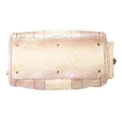Versace Metallic Beige Python Snap Out Of It Satchel For Women -Versace Official Website luxury women versace used handbags p255151 012