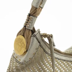 Versace Metallic And Ivory 'Couture Fringes' Hobo For Women -Versace Official Website luxury women versace used handbags p25523 0006