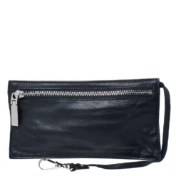 Versace Black/Navy Blue Leather Limited Edition Kiss Lock Satchel For Women -Versace Official Website luxury women versace used handbags p255656 002