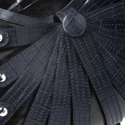 Versace Black/Navy Blue Leather Limited Edition Kiss Lock Satchel For Women -Versace Official Website luxury women versace used handbags p255656 007