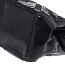 Versace Black Patent Leather Satchel For Women -Versace Official Website luxury women versace used handbags p256009 001