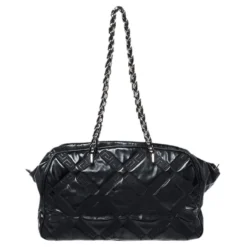 Versace Black Patent Leather Satchel For Women -Versace Official Website luxury women versace used handbags p256009 008