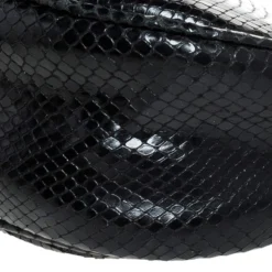 Versace Black Snakeskin Embossed Leather Metal Handle Hobo For Women -Versace Official Website luxury women versace used handbags p256207 008