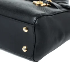 Versace Black Leather Medusa Medallion Satchel For Women -Versace Official Website luxury women versace used handbags p256246 004