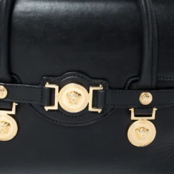 Versace Black Leather Medusa Medallion Satchel For Women -Versace Official Website luxury women versace used handbags p256246 009