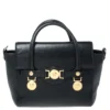 Versace Black Leather Medusa Medallion Satchel For Women
